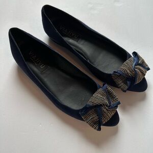 Navy Blue Flats with Bow Detail